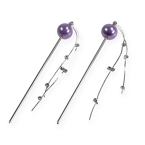 Decoratieve pin met parel 11,5 cm 6 stks
