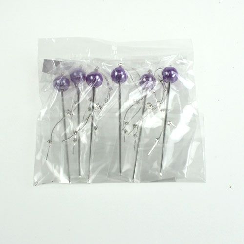 Floristik24 Decoratieve pin met parel 11,5 cm 6 stks