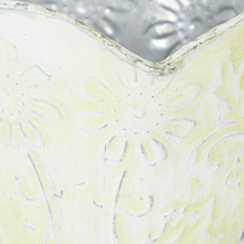 Artikel Bloempot, decoratieve koffiefilterhouder, metalen beker voor planten, groene en witte bloemversiering, shabby chic, H11cm Ø11cm