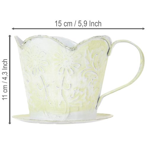 Artikel Bloempot, decoratieve koffiefilterhouder, metalen beker voor planten, groene en witte bloemversiering, shabby chic, H11cm Ø11cm
