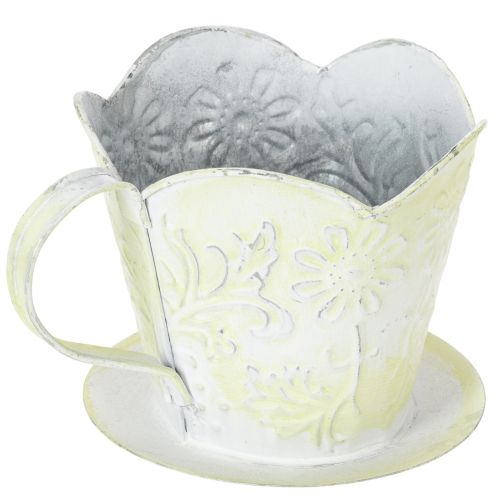 Artikel Bloempot, decoratieve koffiefilterhouder, metalen beker voor planten, groene en witte bloemversiering, shabby chic, H11cm Ø11cm