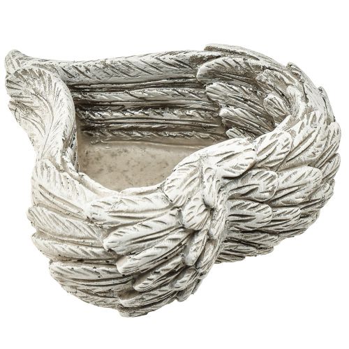 Plant hart veren gegoten steen hart grijs wit 13×12×6cm 2st | Floristik24.nl