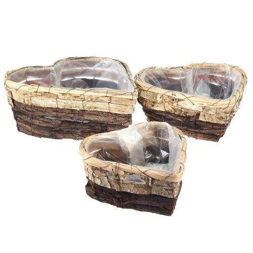 Floristik24 Plantenhart houten plantenschaal 3-kleurig 30/26/20,5cm set van 3