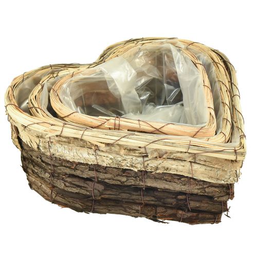 Artikel Plantenhart houten plantenschaal 3-kleurig 30/26/20,5cm set van 3