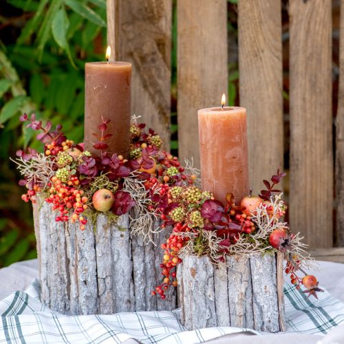 Plantenbak hout met schors naturel wit 17/24cm set van 2 stuks