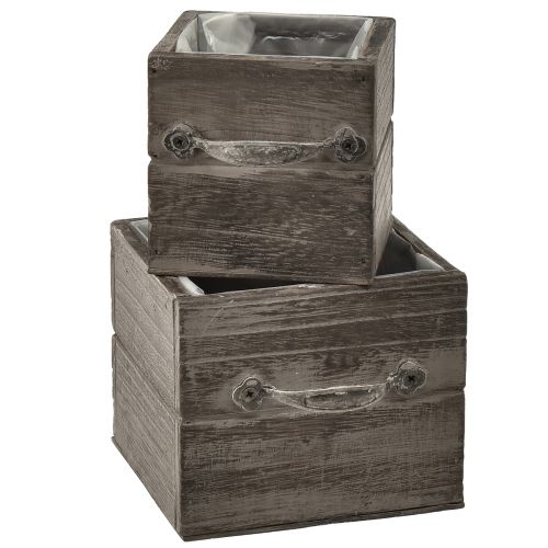 Artikel Plantenbakken in ladelook - grijsbruin, verschillende maten - veelzijdige en decoratieve opberger - set van 2