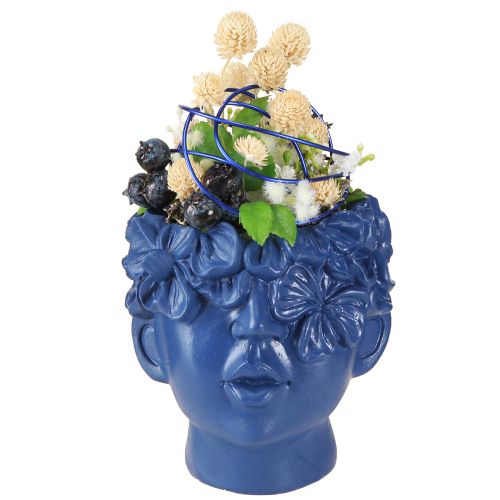 Floristik24 Plantenkop Polyresin Bust Plantenbak Blauw 13,5×13×14cm