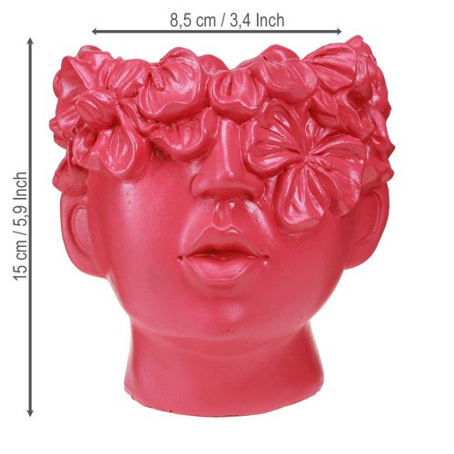 Artikel Plantenkop Polyresin Bust Plantenbak Roze 13,5×13×14cm
