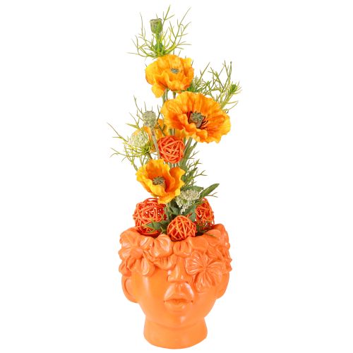 Floristik24 Plantenkop Plantenbak Buste Plantenpot Oranje 13,5×13×14cm