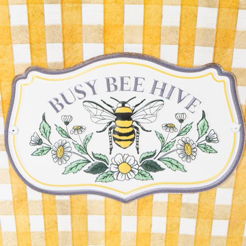 Artikel Ovale plantenpot met bijenmotief, geruit patroon, zomerdecoratie, plantenbak, 38×24×29 cm