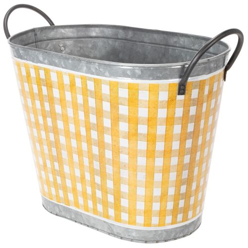 Artikel Ovale plantenpot met bijenmotief, geruit patroon, zomerdecoratie, plantenbak, 38×24×29 cm