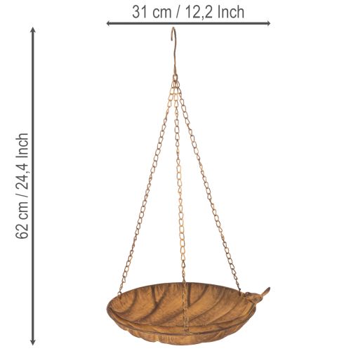 Decoratieve hangkom, tuindecoratie, roestlook, Ø31cm, L62cm | Floristik24.nl
