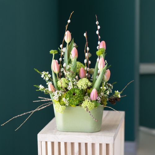 Floristik24 Plantenbak ovaal groen kunststof 20×10×11cm 3 stuks