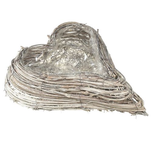 Artikel Plantenhart plantenschaal rotan hart wit naturel 28x34cm