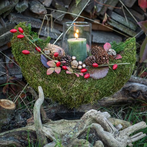 Artikel Plantenschaal op voet mos decoratief halve maan 40×15×30cm