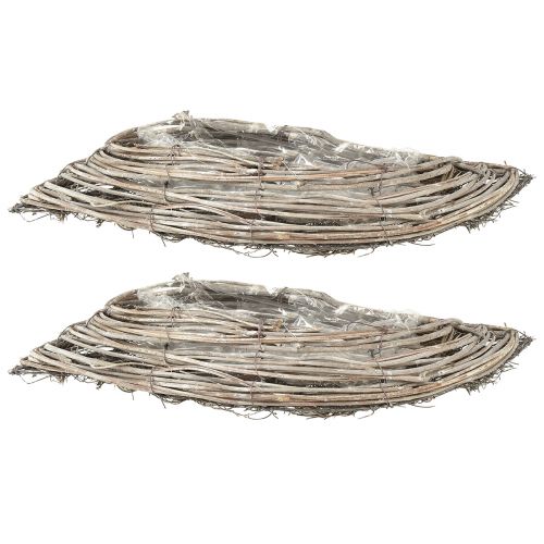 Artikel Plantenschaal golf rotan naturel wit 40x14x6cm 2st