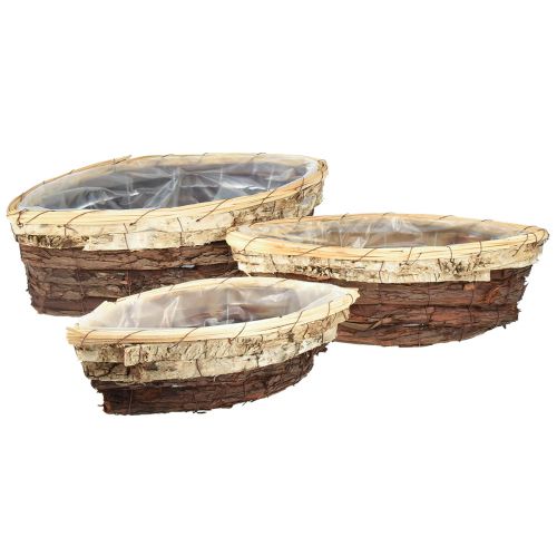 Floristik24 Plantenbootjes houtschors 3-kleurig 33,5/40/48cm set van 3