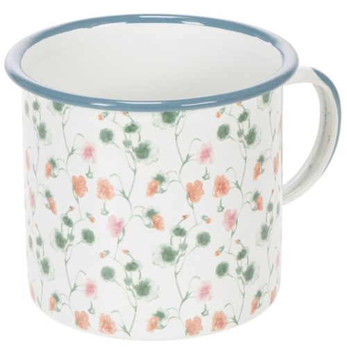 Floristik24 Emaille plantenpot, decoratieve beker met bloemmotieven, Ø11cm