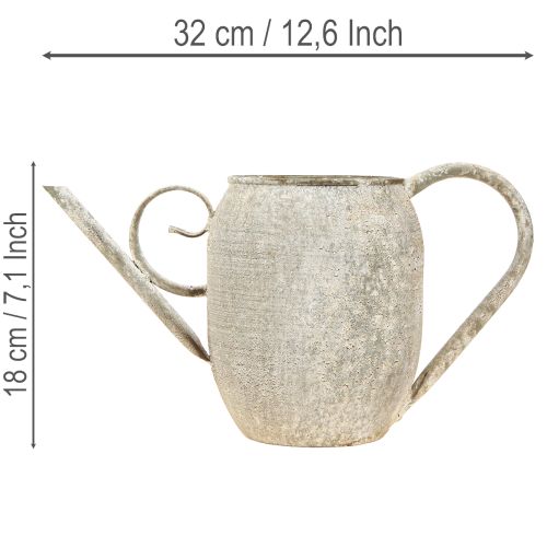 Vintage metalen plantenpot/gieter, antieke tuindecoratie, 32x10,5x18cm | Floristik24.nl
