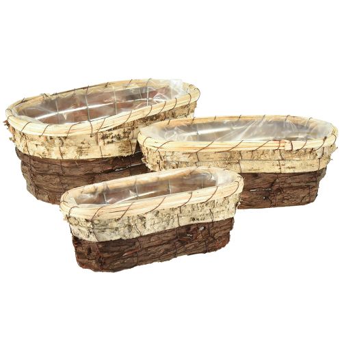 Plantenbak, natuurlijk hout, 3-kleurig, L29,5/25/23cm, set van 3