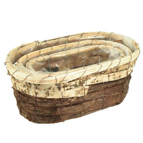Artikel Plantenbak, natuurlijk hout, 3-kleurig, L29,5/25/23cm, set van 3
