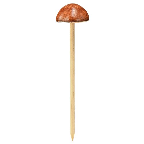 Artikel Decoratieve paddenstoelen op stok, bruin 5,5 cm - herfsttuin- en woonkamerdecoratie - 6 st