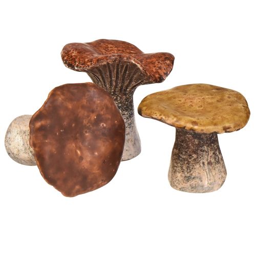 Artikel Op de natuur geïnspireerde decoratieve paddestoelfiguren - Verschillende tinten bruin, 6 cm - Charmante accenten voor tuin en huis, pakket van 3