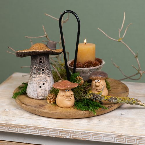 Artikel Vrolijke paddestoelfiguren met gezichtjes - diverse bruintinten, 6,5 cm - grappige decoratie voor tuin en huis - 3 stuks