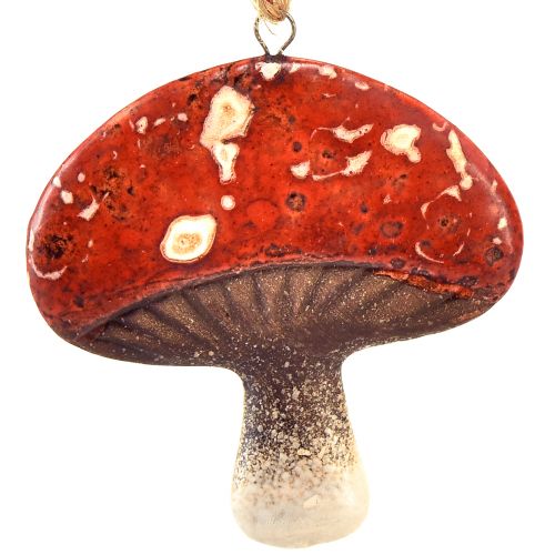 Artikel Charmante rode paddenstoelhangers met jutekoord 3 cm - perfecte herfst- en kerstdecoratie - 6 stuks