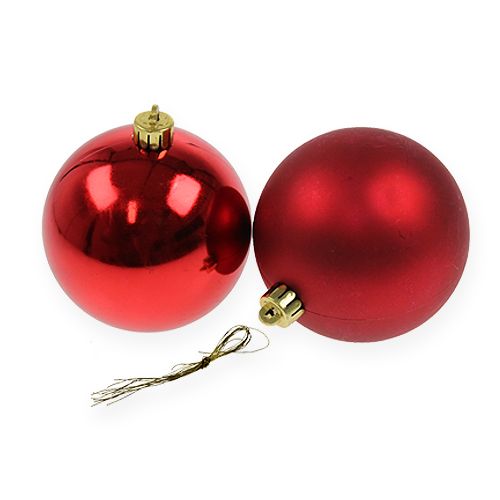 Kerstboomballen kunststof rood 8cm 6 st