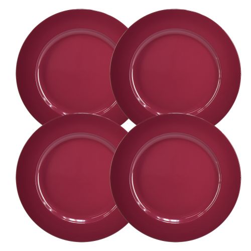 Artikel Veelzijdige donkerrode plastic borden – 28 cm, perfect voor decoratie en buitengebruik – 4 stuks