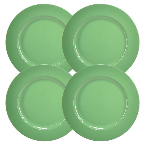 Artikel Stevig groen plastic bord - 28 cm, perfect voor dagelijkse decoratie en buitenactiviteiten - verpakking van 4