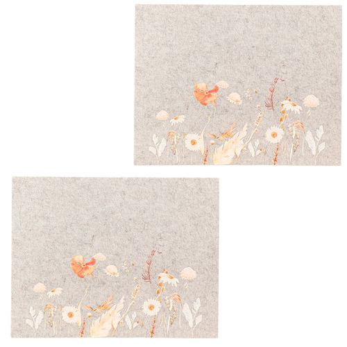 Artikel Vilten placemats met bloemenmotief – stijlvolle placemats voor natuurlijke tafeldecoratie 45x35cm 2 stuks