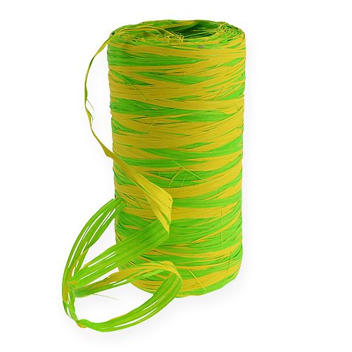 Floristik24 Raffia lint bicolor groen-geel 200m