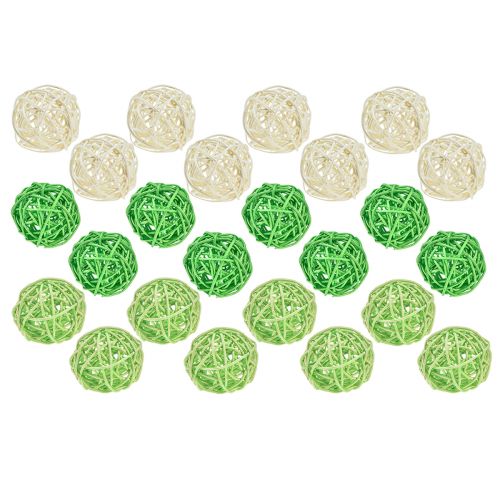 Artikel Rotan bollen groen lichtgroen crème assorti rotan Ø5cm 24 st