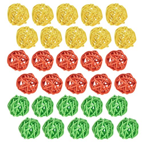Floristik24 Rotan bal oranje geel groen rotan bal Ø3cm 30 st