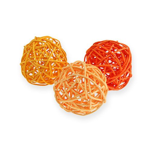 Floristik24 Rotan ballen Ø4,5cm oranje assorti 30st