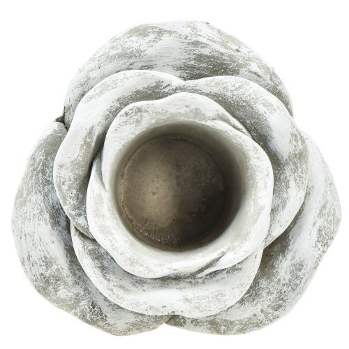 Artikel Roos grafdecoratie tafeldecoratie kaarsenhouder grijs wit Ø14cm H7cm