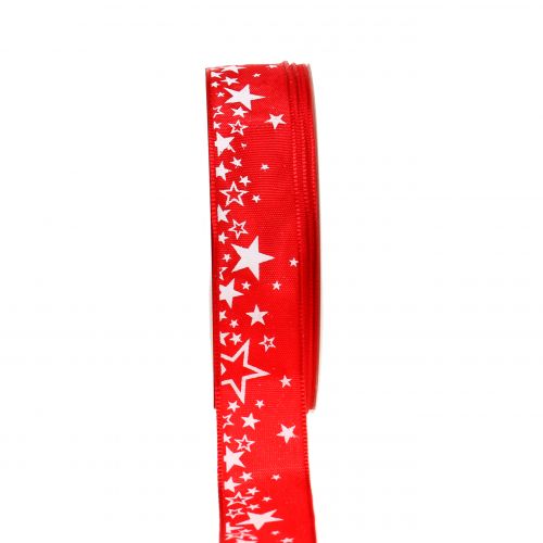 Floristik24 Kerstband sterpatroon rood 25mm 25m