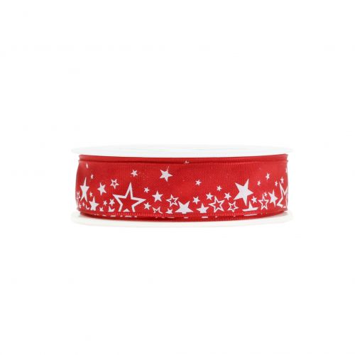 Floristik24 Kerstband sterpatroon rood 25mm 25m