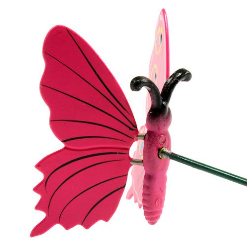 Floristik24 Vlinder op stok 8cm Roze