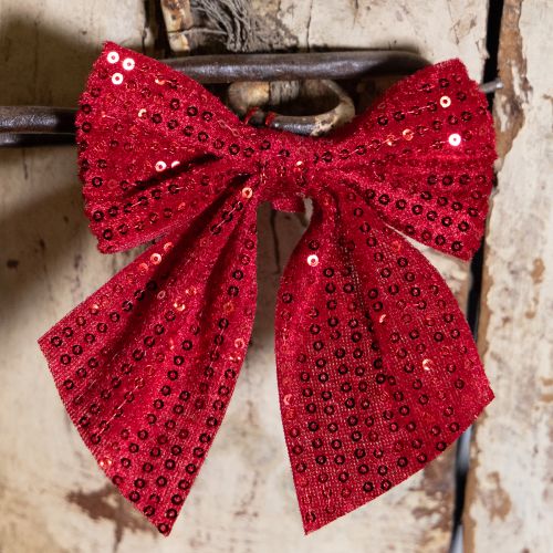 Artikel Rode fluwelen strikken cadeau strikken pailletten 12cm 4 stuks
