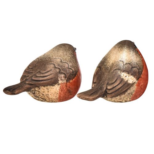 Artikel Keramische Robin-beeldjes - Rode en natuurlijke tinten, 5,4 cm - Perfect voor tuin en huis - Pakket van 4
