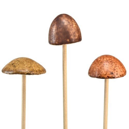Artikel Rustieke keramische paddenstoelen op stokje - sfeervolle herfstdecoratie 4cm 6 st
