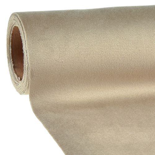 Floristik24 Fluweel tafelloper beige, 28×270cm - Elegante tafelloper decoratiestof voor feestelijke decoratie