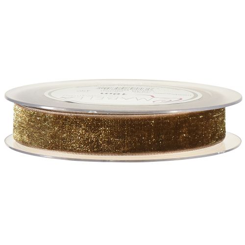 Artikel Fluweellint Glitter Bruin Goud – Glamoureus Kerstlint 20mm 10m