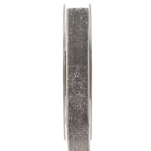 Floristik24 Fluwelen lint met glitter sierlint fluweel grijs zilver 20mm 10m
