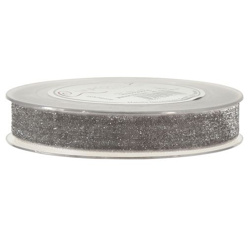 Artikel Fluwelen lint met glitter sierlint fluweel grijs zilver 20mm 10m