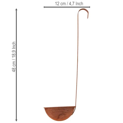 Artikel Plantenkom, decoratieve lepel, roestkleurige afwerking, Ø12 cm, 3 stuks