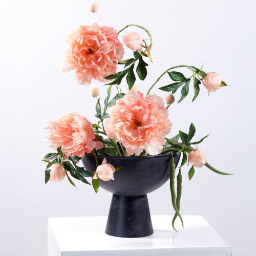 Floristik24 Schaal met voet metalen trofee schaal antraciet Ø26cm H21cm